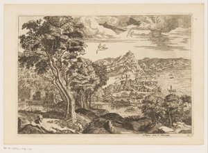 Paesaggio costiero con uccelli in volo da Moise Jean Baptiste Fouard