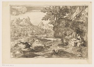 Paesaggio con San Girolamo e due leoni che combattono da Moise Jean Baptiste Fouard
