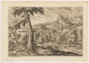 Paesaggio con figure lungo un fiume (Paesaggi da Tiziano) da Moise Jean Baptiste Fouard