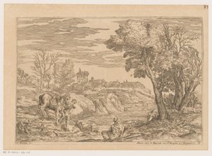 Paesaggio con uomo a cavallo che attraversa un fiume da Moise Jean Baptiste Fouard