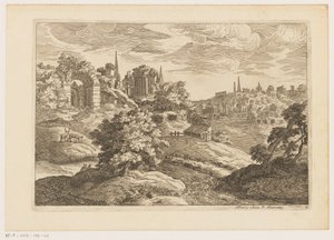 Paesaggio con rovine e cervi da Moise Jean Baptiste Fouard
