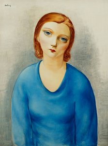 Giovane donna con camicetta blu; Jeune Femme au Corsage Bleu, 1925 circa (olio su tela) da Moise Kisling