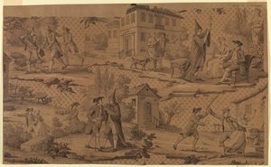 Cartone per stampa su cotone: scene da "Il medico per forza" di Molière da Molière