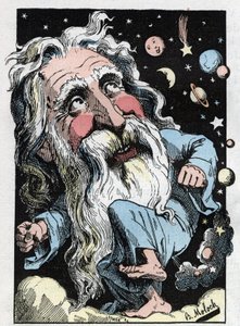 Allegoria di Dio in "The Trombinoscope" di Touchatout, caricatura di B. Moloch del 1882. Collezione privata.