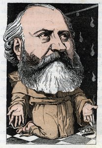 Ritratto di Charles Gounod (1818-1893), compositore francese in “Le Trombinoscope” di Touchatout, caricatura di B. Moloch del 1882 (1849-1909). Collezione privata da Moloch