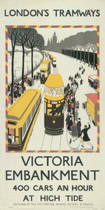 Victoria Embankment, poster della London County Council LCC Tramways, 1926 da Monica Rawlins