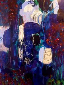 Astratto dinamico blu e rosso da Monika Riethmueller