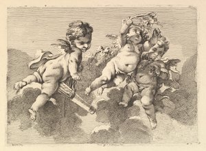 Tre bambini tra le nuvole, XVIII secolo da Monogrammist DA