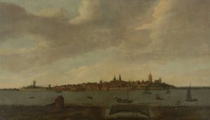 Veduta di Heusden da Monogrammist FK (Noordelijke Nederlanden)