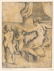 Venere con due putti da Monogrammist FP (Italië; 16e eeuw)