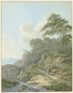 Paesaggio con donna e ragazzo in viaggio da Monogrammist FWH (possibly)