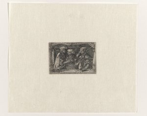 Giovane donna con due ricchi amanti da Monogrammist H.M.