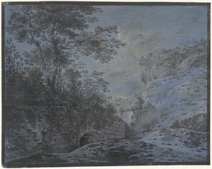 Paesaggio serale con rovina ricoperta da Monogrammist IAR of IAP