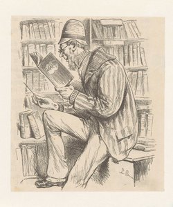 Uomo in una libreria