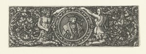 Fregio con ritratto di Massimiliano I in un medaglione da Monogrammist LB (Nederlanden)