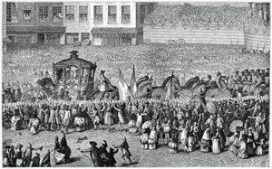Carrozza trainata da cavalli in una parata, 1782, 1885 da Moreau