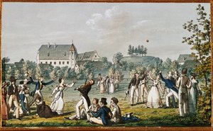 Una partita di pallone ad Atzenbrugg ... (acquaforte) da Moritz Ludwig von Schwind