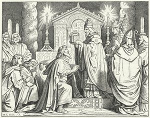 Incoronazione di Carlo Magno come Sacro Romano Imperatore, 800 (incisione) da Moritz Ludwig von Schwind