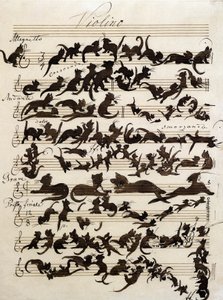 La sinfonia del gatto (Die Katzensymphony) disegno di Moritz von Schwind del 1868. Staatliche Kunsthalle Karlsruhe
