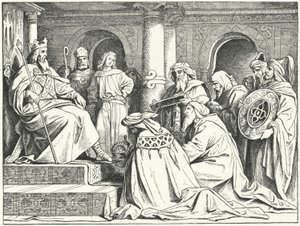Gli inviati del califfo Harun al-Rashid che portano doni all