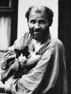 Gustav Klimt con un gatto, 1911 da Moritz Nähr