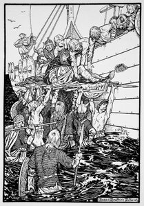 Il re morente Haakon portato alla sua nave, 961 1913 da Morris Meredith Williams