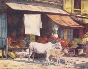 Un angolo del mercato della frutta, Delhi, 1905