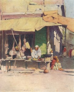 Una macelleria a Peshawur, 1905 da Mortimer Ludington Menpes