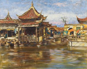 Una casa da tè, Shanghai, c.1909 da Mortimer Ludington Menpes