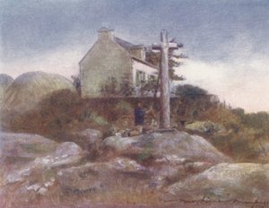 Un santuario lungo la strada, Huelgoat (litografia a colori) da Mortimer Ludington Menpes