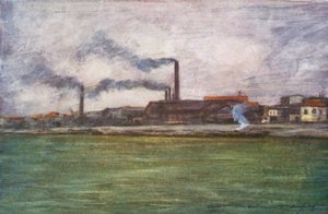 Ciminiere della fabbrica da Mortimer Ludington Menpes
