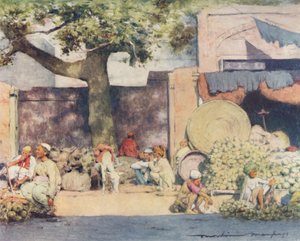 Banchi di frutta a Delhi, 1905 da Mortimer Ludington Menpes