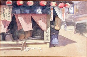 Fuori da una casa da tè, Giappone, c.1887-88