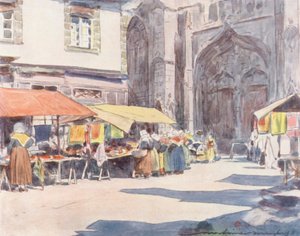 Fuori dalla cattedrale, Quimper da Mortimer Ludington Menpes