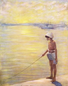 Bambini del mondo: cingalesi, pesca (litografia a colori) da Mortimer Ludington Menpes