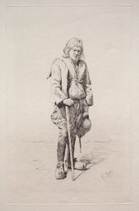 Uomo con bastone da passeggio