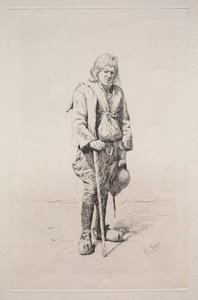 Uomo con bastone da passeggio