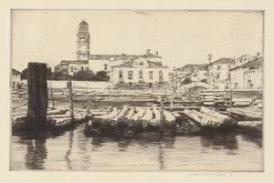 Riva del Brenta con legname da Mortimer Menpes