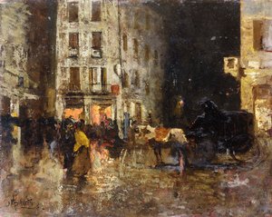 Una Scena di Strada di Notte da Mose Bianchi