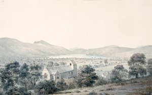Vista della piscina di Bala, Llyntagit, dall