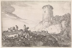 Paesaggio con torre rotonda da Moyses van Wtenbrouck