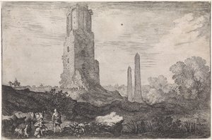 Paesaggio con due obelischi e la 