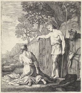 Lavandaia e pastore presso un ruscello
