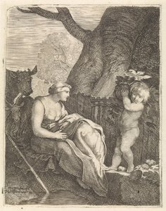 Donna seduta e bambino da Moyses van Wtenbrouck