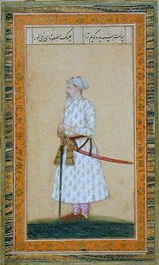 Un principe con una spada, dal Small Clive Album da Mughal School