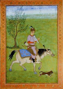 Un principe a caccia a cavallo, dal Grande Album Clive da Mughal School