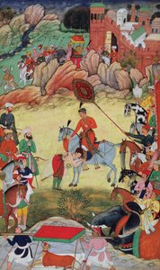 Adham Khan rende omaggio ad Akbar a Sarangpur, India Centrale, nel 1560 o 1561, dall