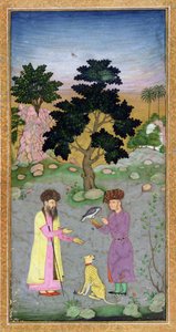 Falconiere con compagno e ghepardo domestico, dal Piccolo Album Clive, c.1610-15 da Mughal School