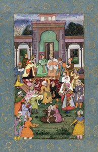 Gruppo di Dervisci rotanti, dal Grande Album Clive, c.1595 (acquerello opaco con oro su carta) da Mughal School