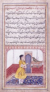 Khujista che parla al pappagallo, c. 1580 da Mughal School